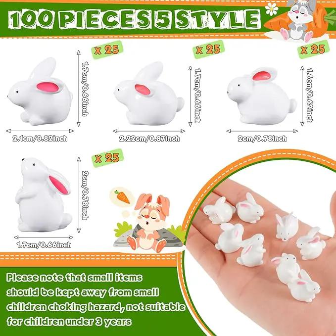 Marsui 100 Pcs Bunny Miniatures Figurines Rabbit Miniature Accessories Easter Garden Landscape Garden Rabbit for Easter Garden Accessories Dollhouses Decoration(Classic Rabbit) by GreenHaven Gardens