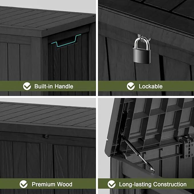 120 Gallon Waterproof Outdoor Storage Box,Resin Deck Box,Lockable Outside Storage Box Container for Patio Furniure,Garden,Tools (120 Gallon,Black) by GreenHaven Gardens