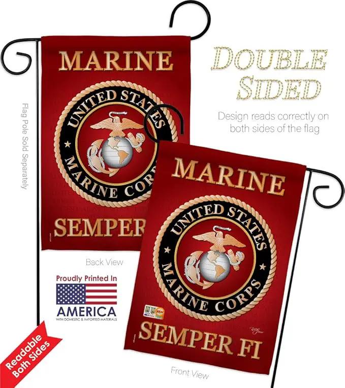 Breeze Decor GP108057-BOAF Marine Corps Americana Military Decorative Vertical Pack, Garden Flag 13"x 18.5", Thick Fabric by GreenHaven Gardens
