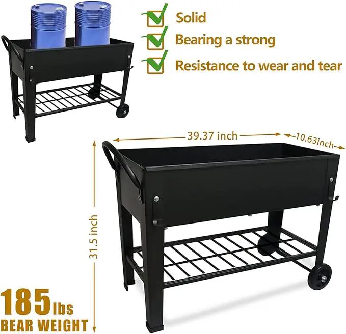 aboxoo Large Planter Raised Beds with Legs Outdoor Metal Planter Box on Wheels Elevated Garden Bed for Vegetables Flower Herb Patio (40" L x 11" W x 31.5" H) by GreenHaven Gardens