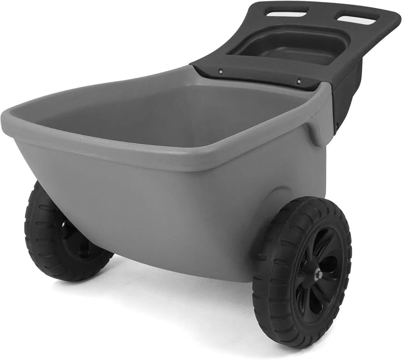 Simplay3 Easy Haul Durable Wheelbarrow with Garden Tool Storage Tray - Large Easy Turn Wheels - Gray - Made in USA by GreenHaven Gardens