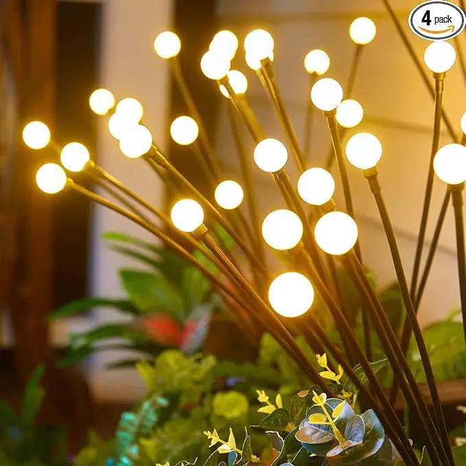 Brightown Solar Garden Lights - 4 Pack 12 LED Firefly Lights, Sway by Wind, Waterproof, Warm White by GreenHaven Gardens