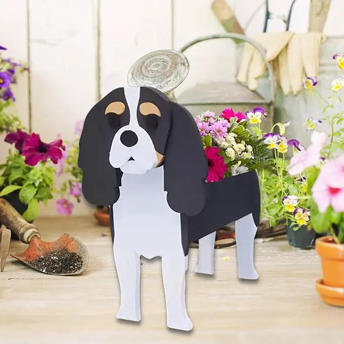 Cavalier King Charles Spaniel Dog Planter Plant Pots,Cute Garden Dog Flower Planter,Dog Planters Birthday Gifts for Women,Office,Indoor/Outdoor Decor（9.45 * 8.66 * 13.39in） by GreenHaven Gardens