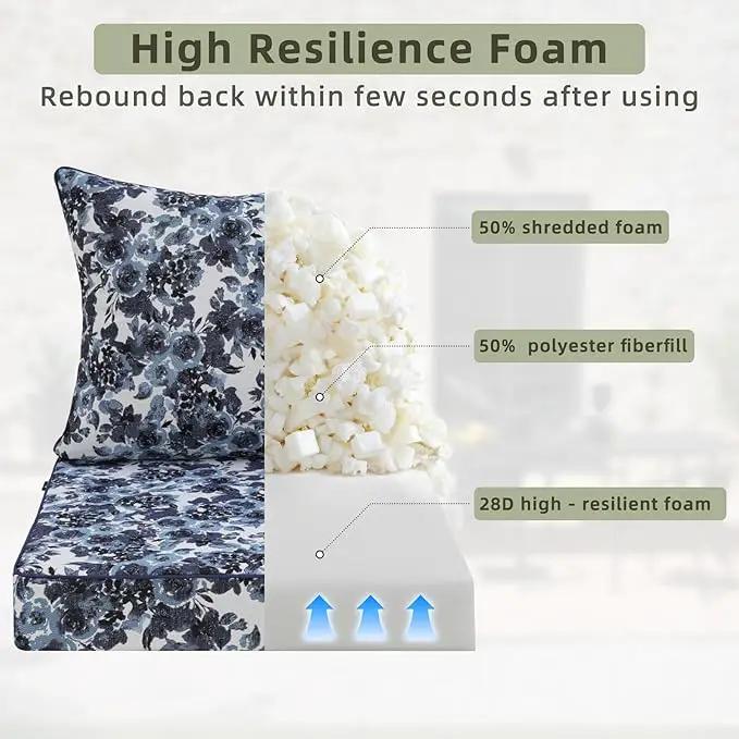 Favoyard Outdoor Seat Cushion 22 x 22 x 3 in Waterproof Pattern Fade Resistant Cover Removable Patio Furniture Cushions Deep Seat & Back Cushion Set with Adjustable Straps for Patio Chair Sofa Couch by GreenHaven Gardens