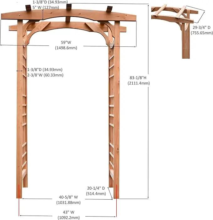 Solid Fir Wooden Garden Arch Premium Outdoor Trellis for Climbing Plants, 83.12”H×59”W×29.75’’D, Also can be Used for Wedding and Party Decoration by GreenHaven Gardens