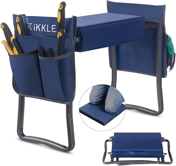 Patented Garden Kneeler and Seat Heavy Duty, Upgraded Garden Bench with Thicker Wider Soft Detachable Kneeling Pad, with 2 Tool Store Pouches, Nice for Mother Father Gardeners by GreenHaven Gardens