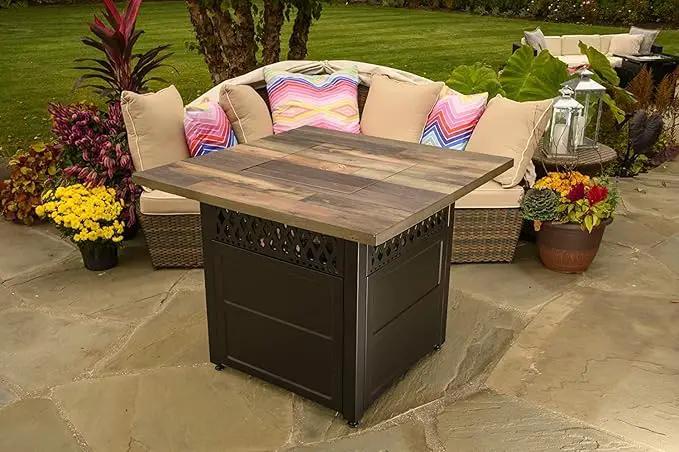 DualHeat by Endless Summer, The Harris, 38" Square Propane Gas Outdoor Fire Pit/Patio Heater by GreenHaven Gardens