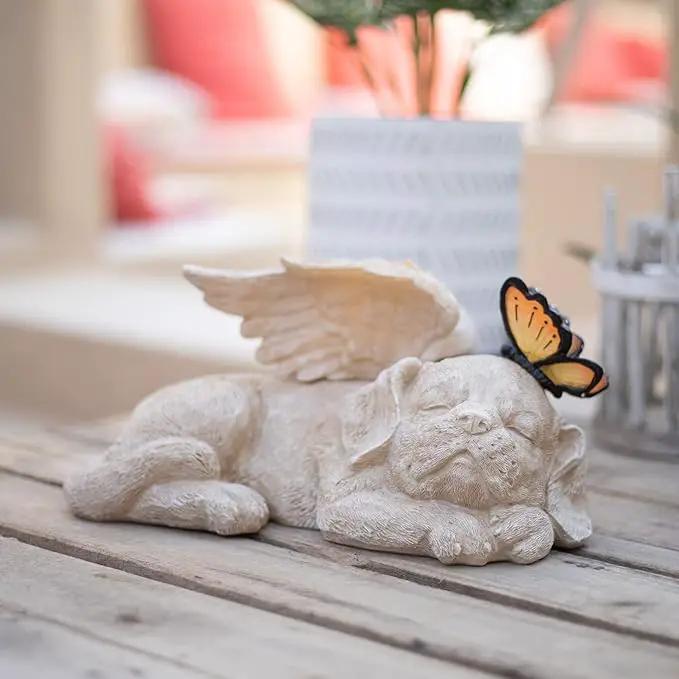 WONDER GARDEN Sleeping Dog Angel Statue with Solar Light - Pet Memorial Stone, in Memory of Dog, Marker Tribute Statues, Resin Guardian Angels, Bereavement Gift by GreenHaven Gardens