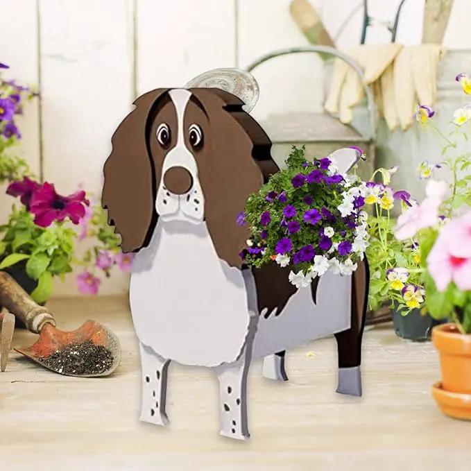 English Springer Spaniel Dog Planter Plant Pots,Cute Garden Dog Flower Planter,Dog Planters Birthday Gifts for Women,Office,Indoor/Outdoor Decor（9.45 * 6.89 * 13.35in） by GreenHaven Gardens