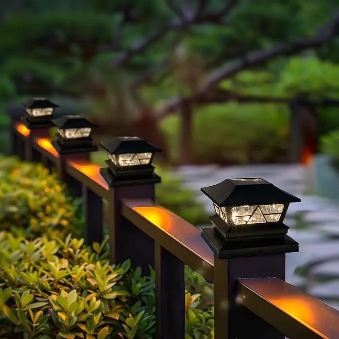 TW SHINE Solar Post Cap Lights 6 Pack, 2 Modes Fence Post Solar Powered Lights Outdoor Waterproof for 4x4 5x5 6x6 Wood Posts Warm White/Cool White for Yard, Garden, Porch, Deck, Patio Decor by GreenHaven Gardens