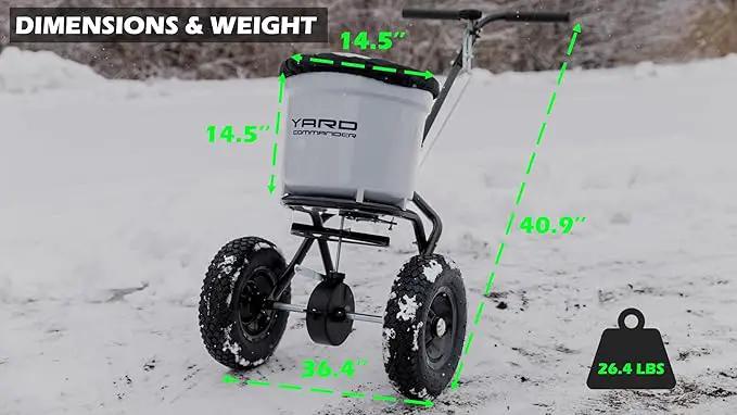 Yard Commander - Commercial 50 LB Walk-Behind Push Broadcast Spreader - 10-12 Foot Spread - Fertilizer, Salt & Grass Seed - Clog Free Design - Fully Enclosed Gear Box - Adjustable Drop Rate by GreenHaven Gardens