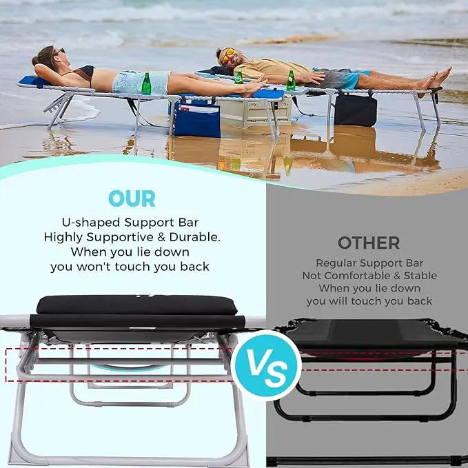 #WEJOY Folding Recliner Lounge Chair with Side Table for Outdoor 5 Positions Adjustable Reclining Patio Camping Chair with Removable Padded Pillow,Side Pocket for Beach Pool Patio Sunbathing Lawn by GreenHaven Gardens