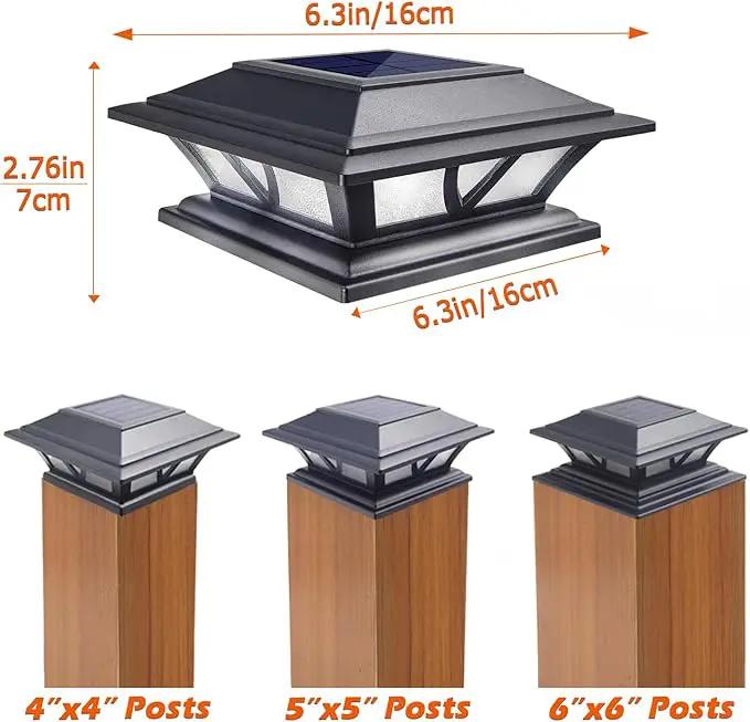 SIEDiNLAR Solar Post Lights Outdoor 2 Modes LED Deck Fence Cap Light for 4x4 5x5 6x6 Posts Patio Garden Decoration Warm White/Cool White Lighting Black (4 Pack) by GreenHaven Gardens