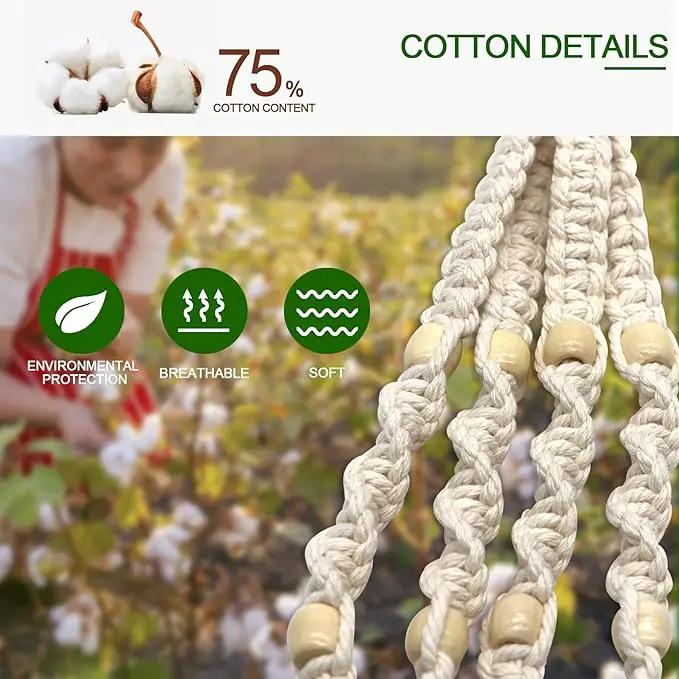 IGaiety Macrame Plant Hanger 5 Pcs Indoor Outdoor Hanging Plant Holders Handmade Plant Hangers Cotton Rope Planters with 5 Pcs Ceiling and S Hooks for Small Plants Pots Boho Home Decor by GreenHaven Gardens