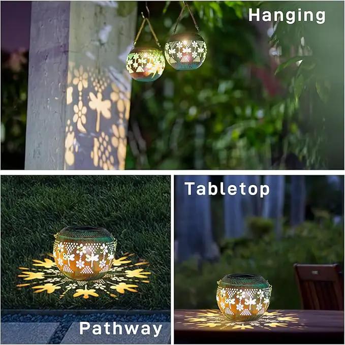 Starsoul 2 Pack Solar Lanterns Waterproof Outdoor, Dragonfly Hollow Out Metal Decoractive Hanging Solar Lantern Lights for Outside Garden Yard Porch Tabletop Patio Decor, Gardening Gifts for Women Mom by GreenHaven Gardens
