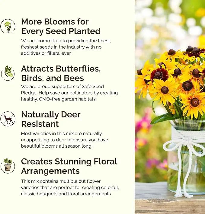 Eden Brothers All Perennial Wildflower Mixed Seeds for Planting, 50 lb, 24,000,000+ Seeds with Lupine, Shasta Daisy | Attracts Pollinators, Plant in Spring or Fall, Zones 3, 4, 5, 6, 7, 8, 9, 10 by GreenHaven Gardens