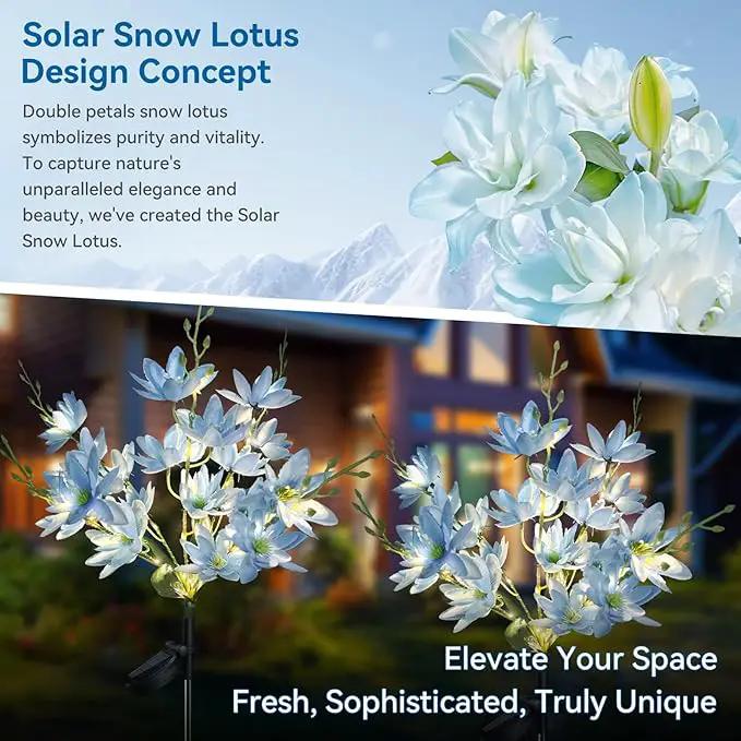 Neporal Solar Flowers Outdoor Waterproof IP65, 5-Head Snow Lotus with 20+ Flowers, Warm LED Light & 2 Lighting Modes, Decorative Solar Lights Outdoor Garden, Yard, Pathway, Flower Bed (2-Pack, Blue) by GreenHaven Gardens