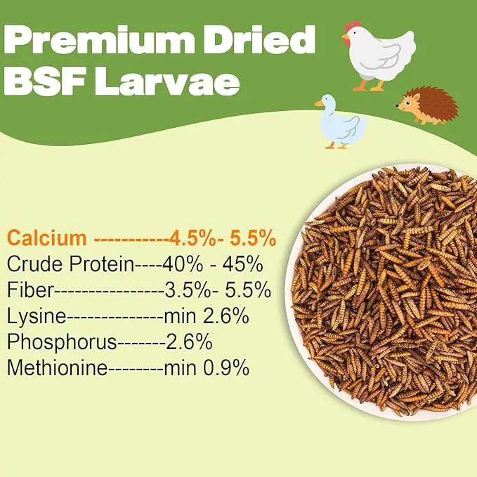 22LB Dried Black Soldier Fly Larvae, 2 Pack of 11 LBS, 86X Calcium Than Dried Mealworms, High Protein Non-GMO Organic Chicken Feed by GreenHaven Gardens