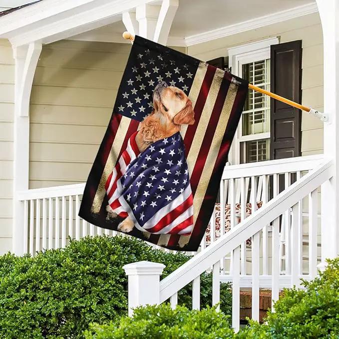 FLAGWIX Golden Retriever Flag, Outdoor Golden Retriever Decoration - 4th of July Decorations for Home, Wall, House Flag 30x40 - Heavy-duty Canvas Dog Lover, Garden Home Decor Golden Retriever Patriot by GreenHaven Gardens
