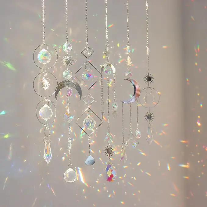 6Pieces Crystal Suncatchers for Window Hanging Sun Catcher with Chain Rainbow Maker Crystal Prisms Decor for Home Garden Party Wedding Ornament Gift Mother Daughter by GreenHaven Gardens
