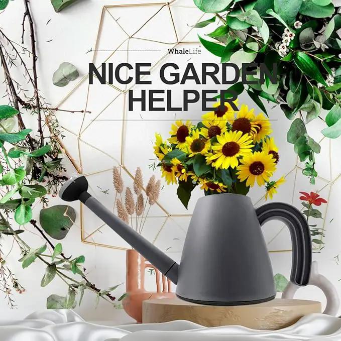 WhaleLife Indoor Watering Can for House Bonsai Plants (2.0L, Gray) by GreenHaven Gardens