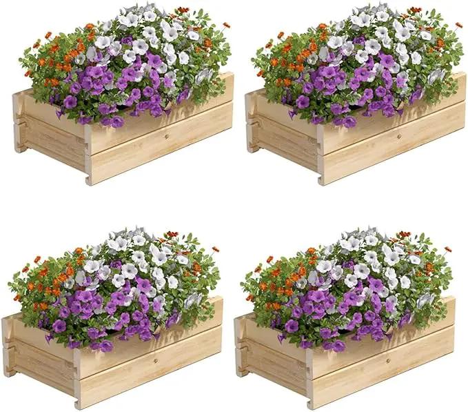 Greenes Fence Cedar Wood Planter Box, 21" x 11" x 7" (4-Pack) - Made in USA with North American Cedar by GreenHaven Gardens