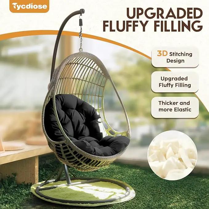 Egg Chair Cushion Replacement, Waterproof Outdoor Hanging Egg Chair Cushion Hammock Swing Chairs Cushions Pads, U-Shaped Thickened Cushions for Hanging Eggs Chairs, 47x33x7 Inches (Black) by GreenHaven Gardens