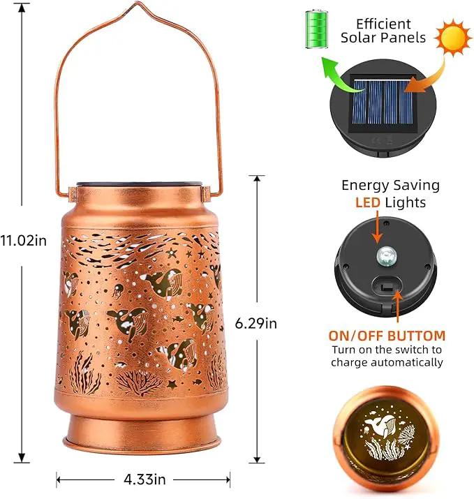 Whale Solar Lanterns Outdoor Waterproof Hanging Sunflower Solar Lights Gifts for Women Men Metal Decorative LED Lanterns Outside for Garden, Yard, Patio, Lawn, Porch, Backyard by GreenHaven Gardens
