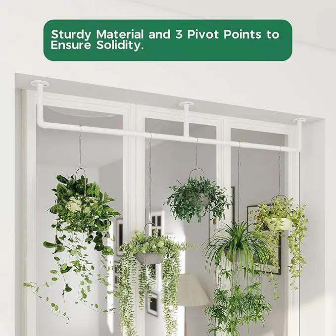 Bamworld Hanging Planters for Indoor Plants Plant Hanger Indoor Hanging Plant Holder Window Plant Shelves Metal Rod(Pot&Plant Not Included) 70in White by GreenHaven Gardens