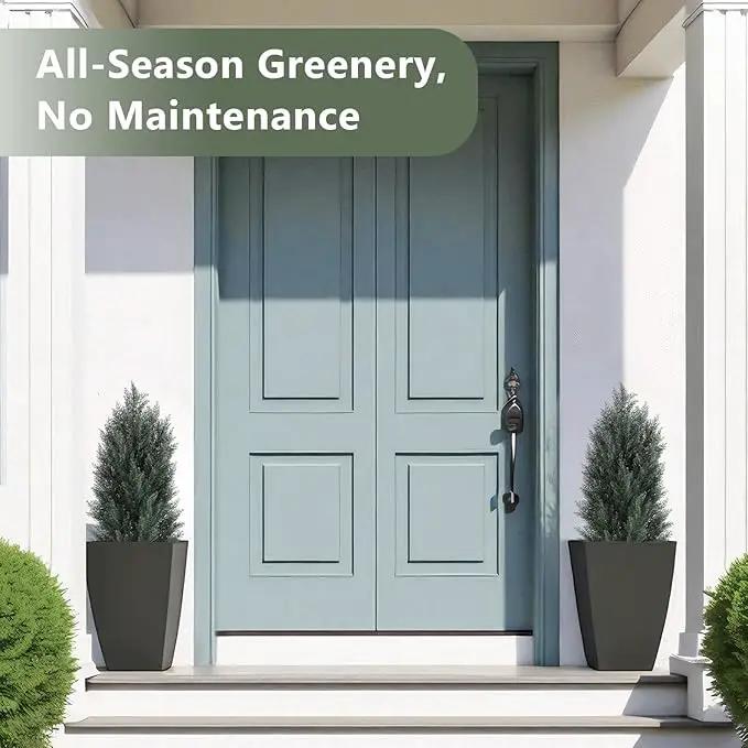 THE BLOOM TIMES 3ft Topiary Trees Artificial Outdoor 2 Pack – UV Resistant Faux Cedar Pine Cypress Bushes and Shrubs, Fake Potted Plants for Front Porch Outside Planter Patio Decor, Set of 2 (3 Foot) by GreenHaven Gardens
