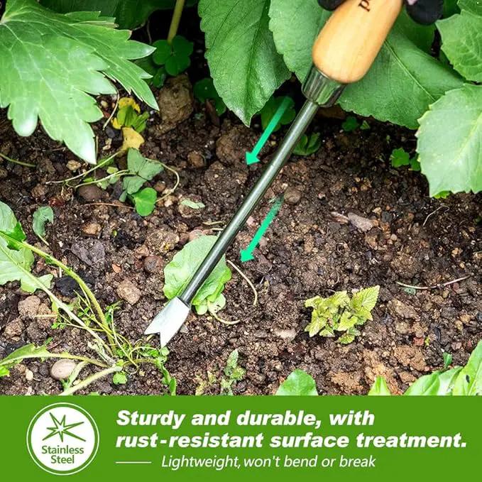 Berry&Bird Dandelion Weeding Tool Crack Weeder Manual Hand Weeder, V-Shaped Fork Easy Weed Removal & Uprooting, Garden Weed Puller Tool for Patio Lawn Yard by GreenHaven Gardens