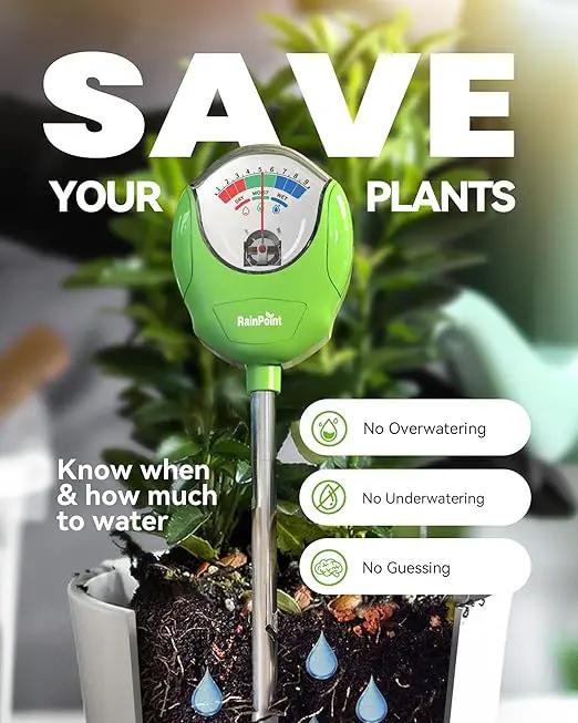 RAINPOINT Soil Moisture Meter for Plants - Accurate Plant Water Meter for Houseplants and Outdoor Plants,Gardening,Farming,No Batteries Needed(Green) by GreenHaven Gardens