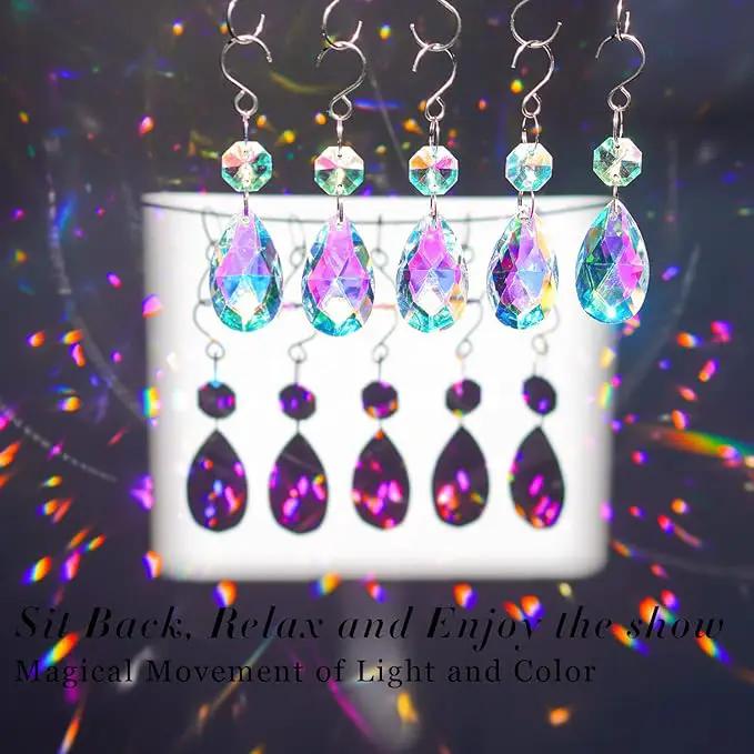 20Pcs Chandelier Crystals,38mm Colorful Teardrop Crystal Chandelier Pendants Parts Beads,Hanging Crystals for Chandeliers by GreenHaven Gardens