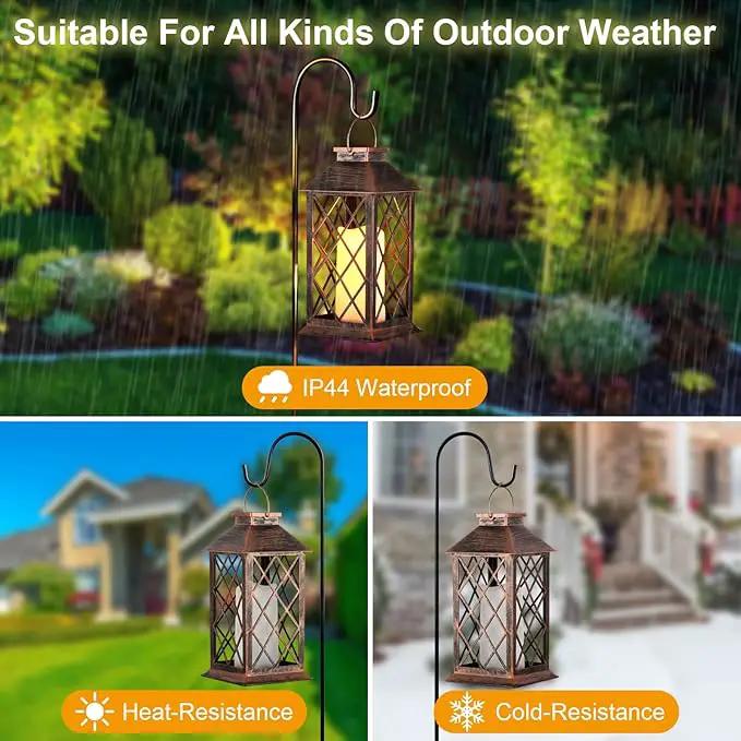 Solar Lantern Outdoor Waterproof Garden Decor Hanging Lanterns Birthday Gifts for Women Mom 11" LED Flickering Flameless Candle Christmas Table Lights for Yard, Patio, Porch, Backyard (1 Packs) by GreenHaven Gardens
