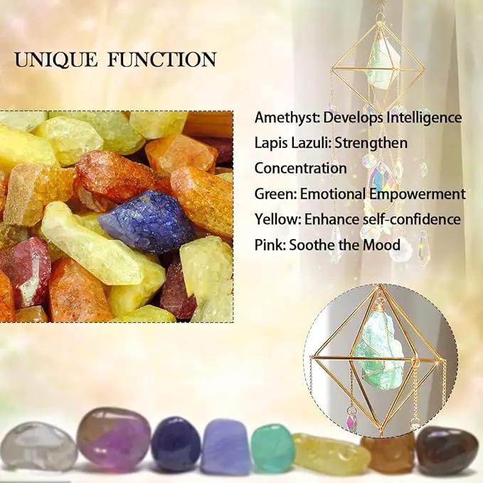 Green Fluorite Crystal Suncatcher Window Hanging Pendant Glass Prisms Decor Wind Chime Rainbow Sun Catcher for Home Garden Porch by GreenHaven Gardens