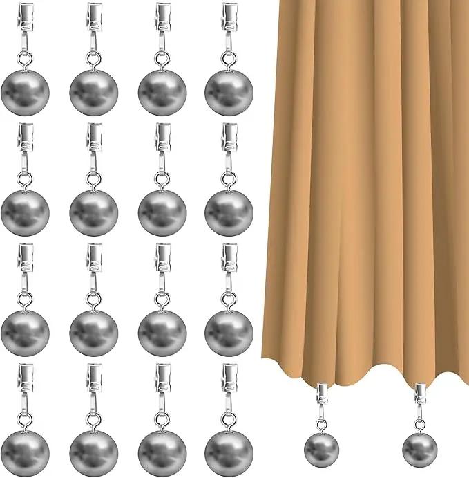 16 Pack Heavy Duty Curtain Weights for Outdoor, Stainless Steel Drapery Clip Keepping Curtain Panel Straight, Keep Outdoor Curtain Flag from Waving, Help Weigh Down Sun Curtain Tablecloth Garden Flag by GreenHaven Gardens