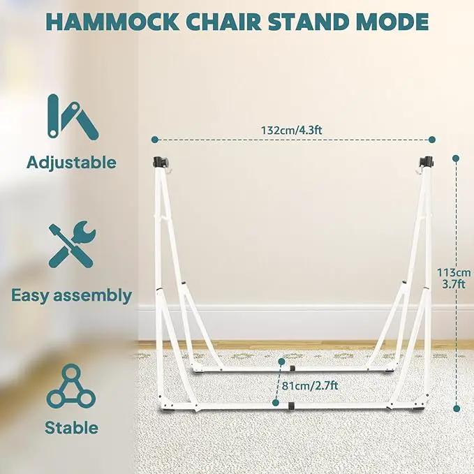 Anyoo 2 in 1 Hammock and Swinging Chair with Collapsible Steel Stand & Carrying Case,Portable & Adjustable,Easy Set Up for Outdoor,Indoor,Porch Swing,Patio,Garden,Camping Trip by GreenHaven Gardens