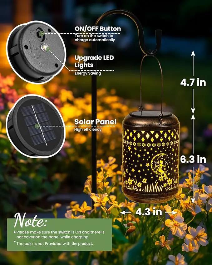 Solar Lanterns Outdoor Hanging Waterproof,2Pack Fairy Garden Decor Gifts for Women Mom, Solar Lights Metal Fall Decoration Outside for Yard, Patio,Garden,Backyard,Porch by GreenHaven Gardens