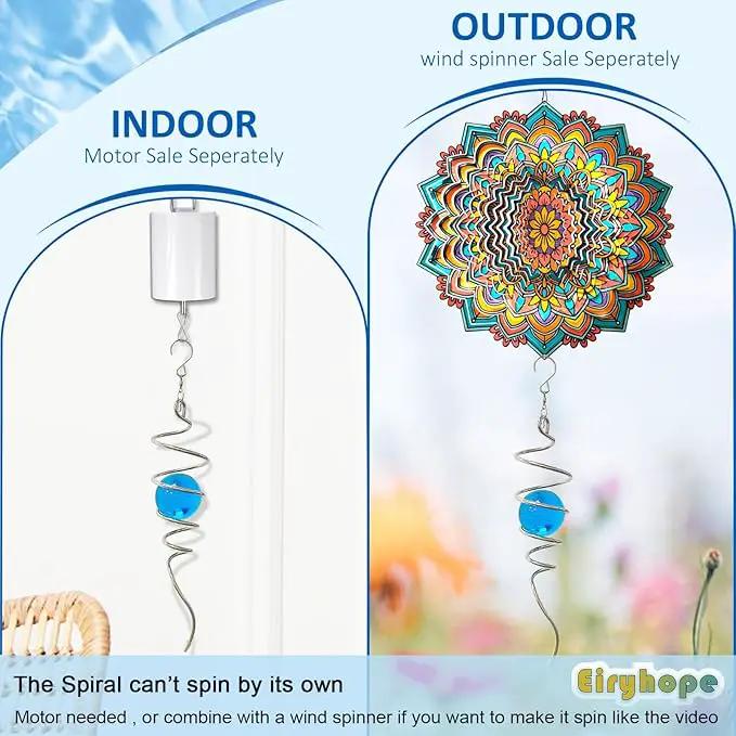 Gazing Ball Spiral Tail with Blue Glass Orb, 3D Wind Spinners Stabilizer, Wind Spinner Spiral, Hanging Rotating Art Decor - Visual Illusion in Spinning, Indoor Outdoor Garden Decoration 13in by GreenHaven Gardens