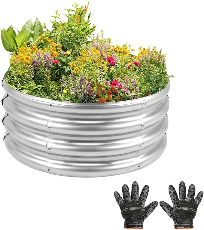 Outdoor Metal Galvanized Raised Planter Box,Rectangular Large Garden Bed Kit for Vegetables, Fruits, Flowers and Herbs 4X2X1 FT (2X2X1) by GreenHaven Gardens