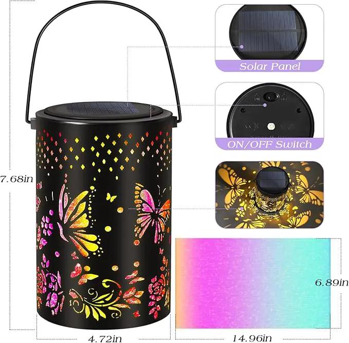 Solar Lantern Butterfly Outdoor Waterproof,Two Lighting Modes Garden Decor Christmas Gifts for Women Mom Grandma Hanging Solar Lights Metal Decor for Outside,Backyard,Patio by GreenHaven Gardens