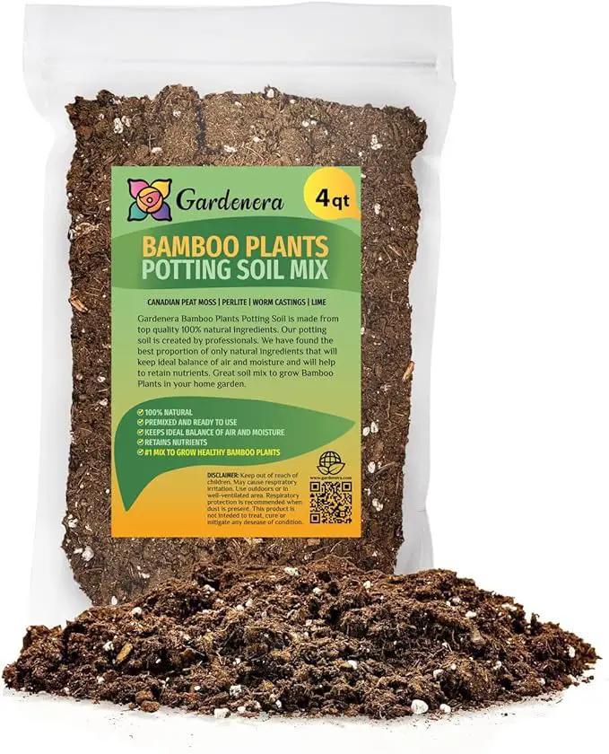 Premium Bamboo Potting Soil Mix - (4 Quart Bag) by GreenHaven Gardens
