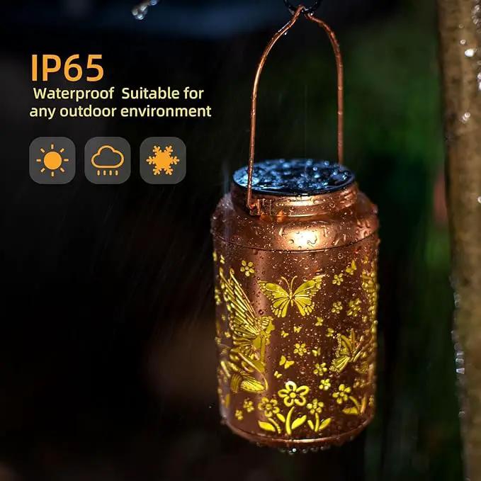 2pack Solar Lanterns Outdoor Waterproof Hanging Butterfly Lights LED Metal Fairy Lantern Decorative Garden,Patio,Landscape,Walkway,Festival Christmas Decor Gifts for Women Mom Grandma by GreenHaven Gardens