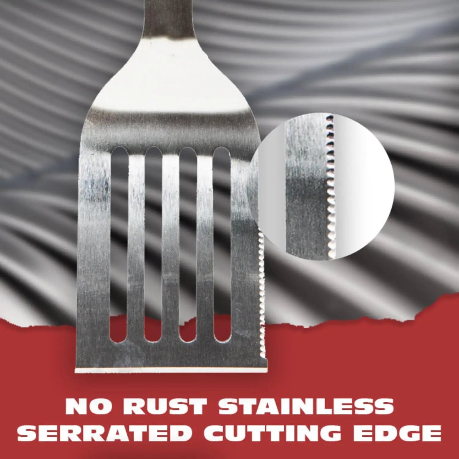 BBQ-AID Pro BBQ Metal Spatula - 17" Barbecue Spatula Stainless Steel with Serrated Knife Edge - Acacia Wood Handle - Heavy Duty Built to Last by GreenHaven Gardens