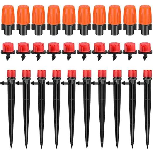 30 Pcs Drip Irrigation Kits with 10 Pcs 1/4 Drip Irrigation Emitters10 Pcs 360 Degree Adjustable Irrigation Drippers Sprinklers and 10 Pcs 3 Way Atomizing Nozzles for (4-7mm) Watering Patio by GreenHaven Gardens