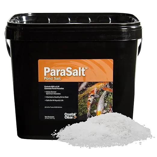 CrystalClear ParaSalt Outdoor Pond & Water Garden Rock Salt Crystals, Anti Fish Parasite, Beneficial Stress Reducing & Slime Coat Treatment, Natural Aquatic Additive, Koi, Plants & Pet Safe, 20 lbs by GreenHaven Gardens