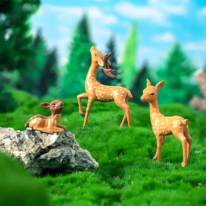 Exasinine 12 Pcs Mothers Love Deer Figurines Forest Animal Figurines Woodland Animals Creatures Figurines Miniature Deer for Crafts Fairy Garden Supplies Cake Toppers by GreenHaven Gardens