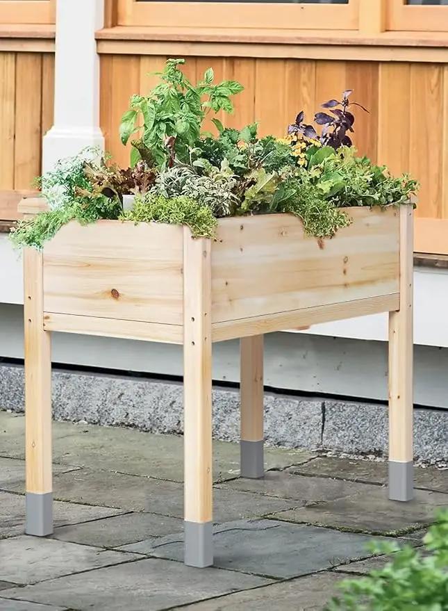 MIXC Wooden Raised Garden Bed with Legs, 32”L X 16”W, Elevated Reinforced Large Planter Box for Vegetable Flower Herb Outdoors - Beam and Column Structure - Unmatched Strength Outlast by GreenHaven Gardens