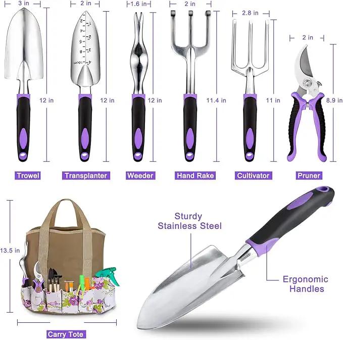 Garden Tools Set 83 Piece, Succulent Tools Set Included, Heavy Duty Aluminum Gardening Tools for Gardening, Non-Slip Ergonomic Handle Tools, Storage Tote Bag, Gifts Tools for Women by GreenHaven Gardens
