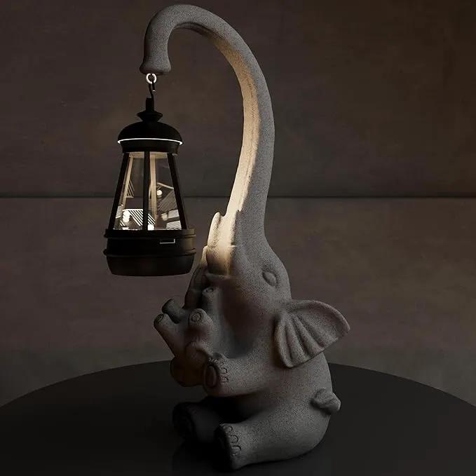 Solar Powered Outdoor Figurine Lights, 10 Inch Waterproof Animal Elephant Statue Light, Suitable for Decorations for Patio, Balcony, Lawn, Courtyard, Etc.(Chest) by GreenHaven Gardens